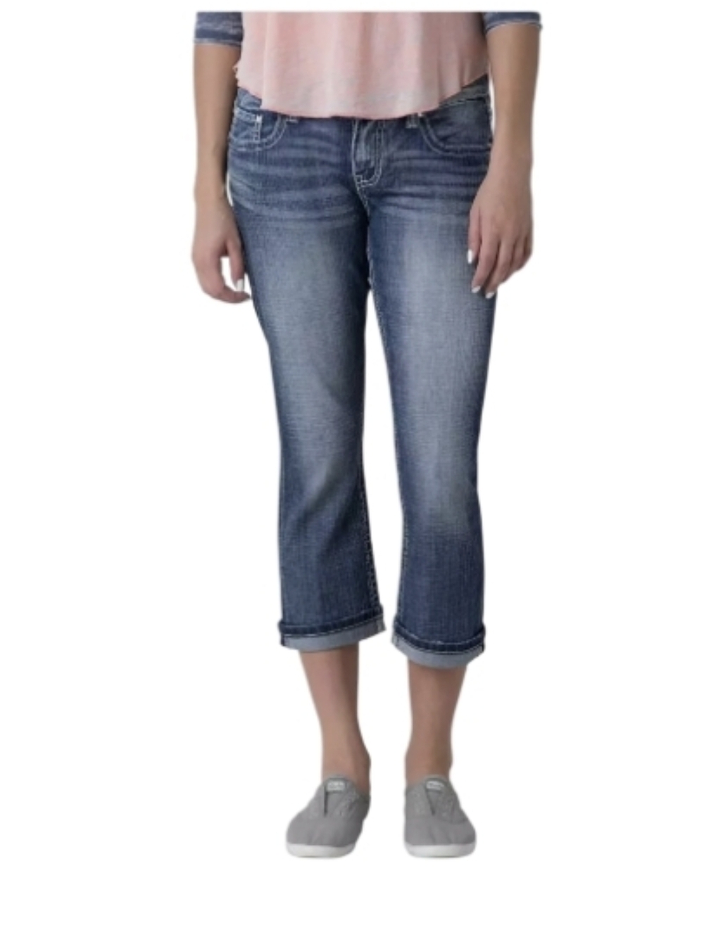 Buckle Y2K Daytrip  Lynx Mid-Blue Cropped Bootcut Jeans 2000s Summer Denim